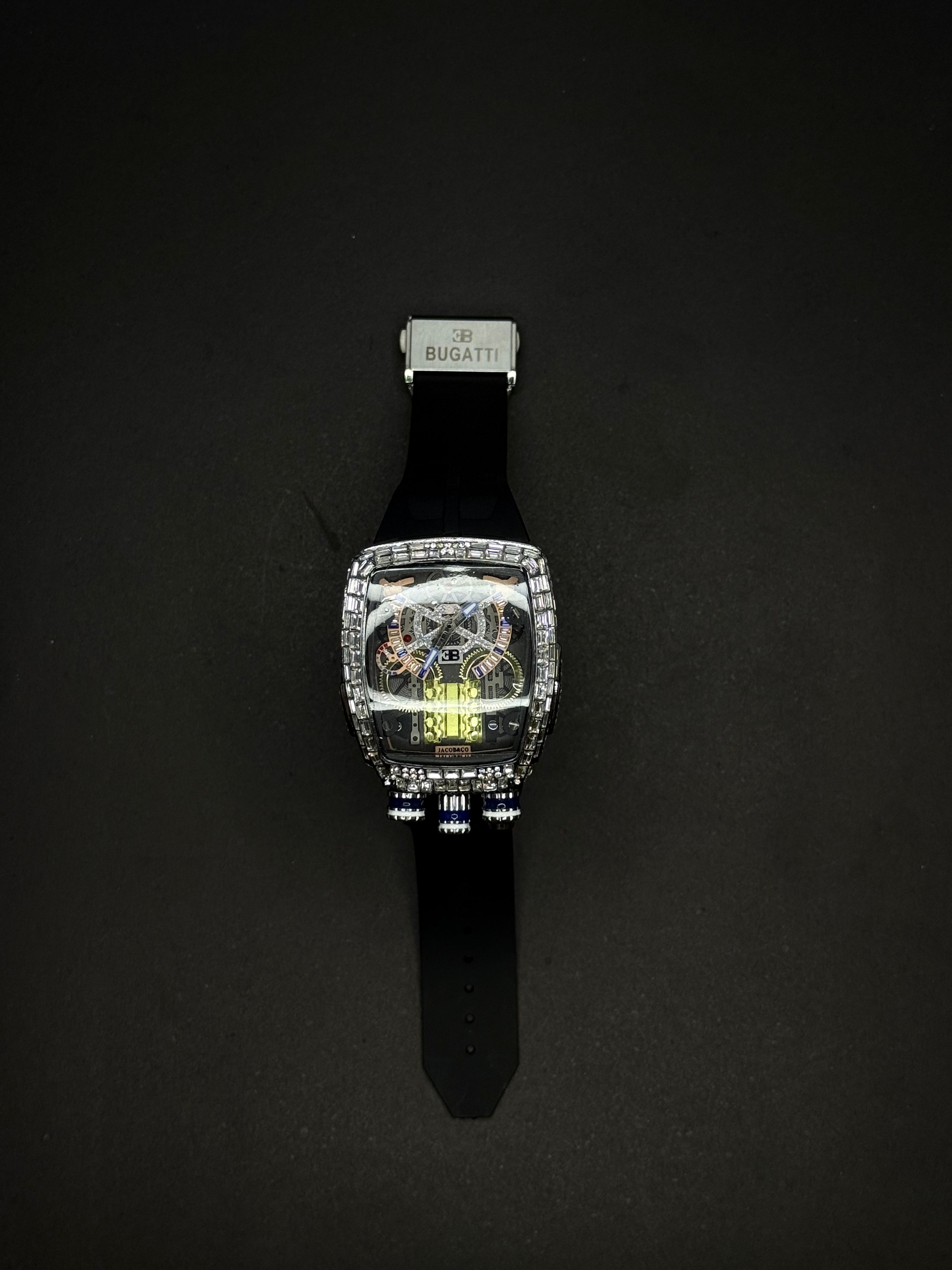 Bugatti Crystal Black Edition – Shining Diamond-Style Bezel - SheikhStore