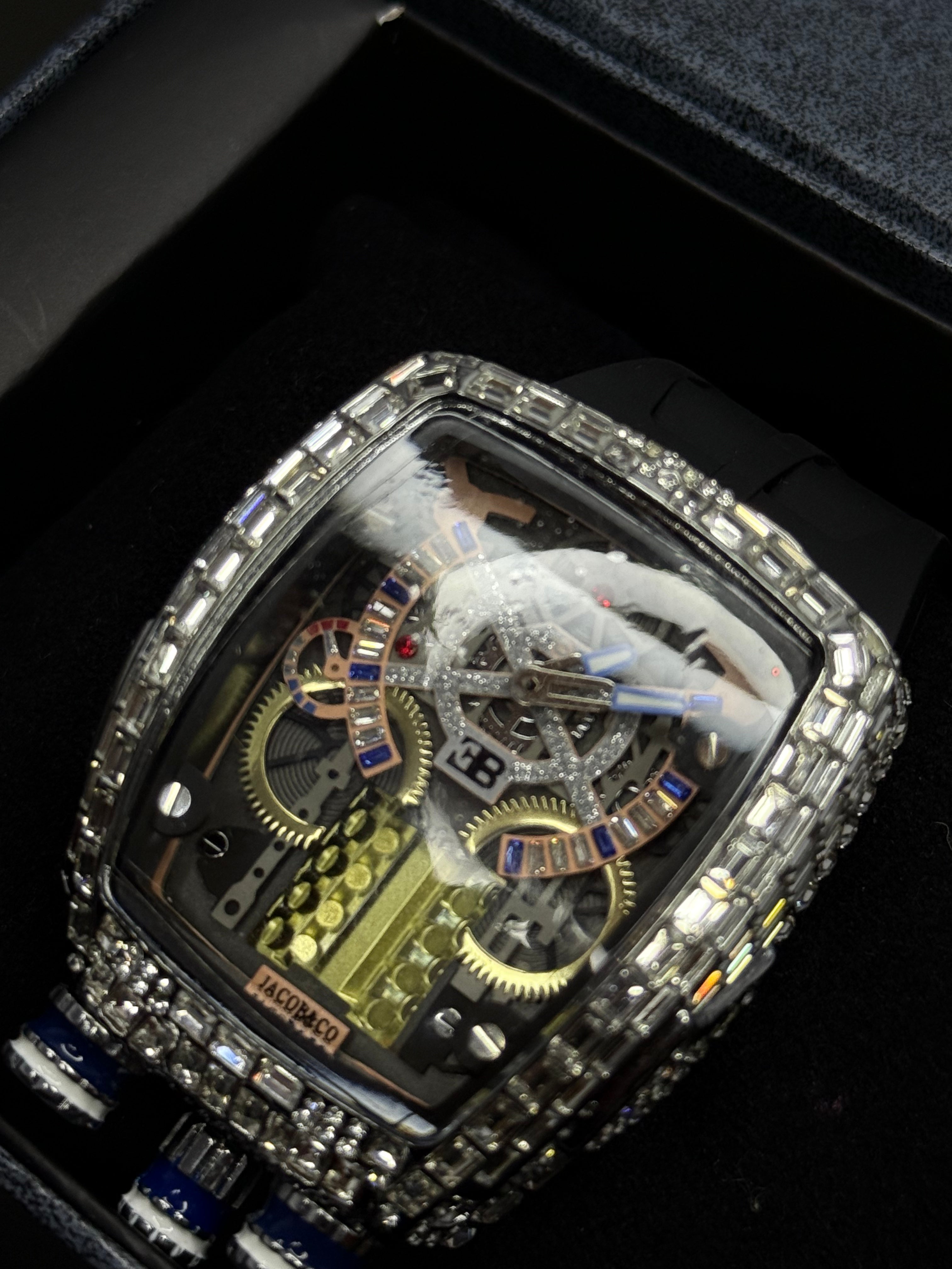 Bugatti Crystal Black Edition – Shining Diamond-Style Bezel - SheikhStore