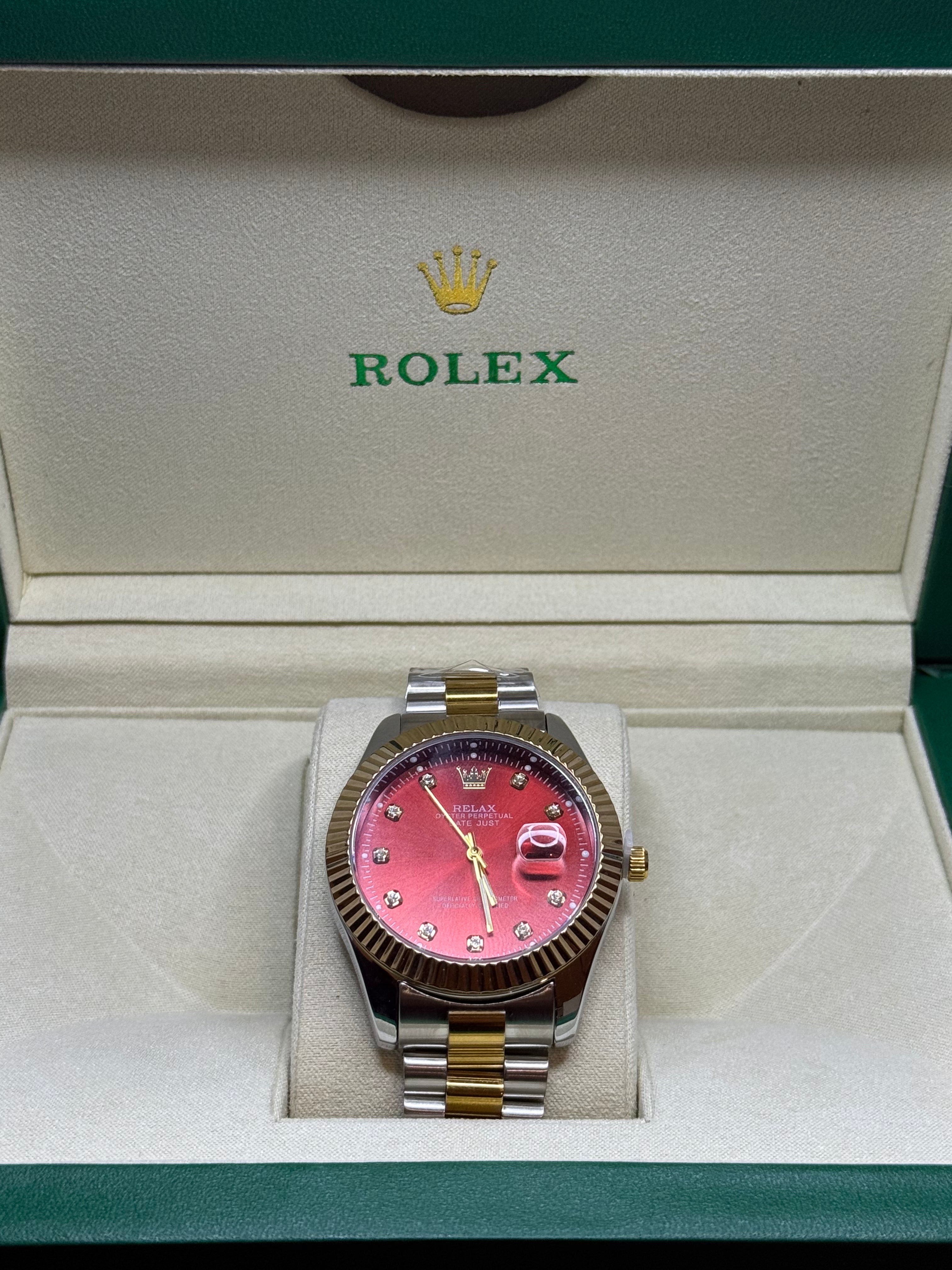 rolex two tone silver gold watch red dial statement luxury Pakistan