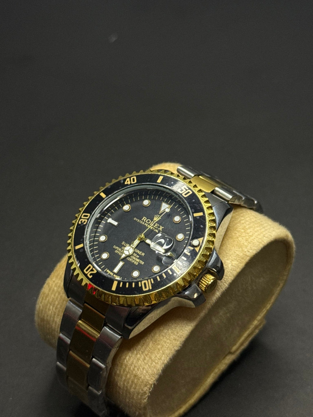 🖤💛🤍 Rolex Submariner Black, Golden & Silver Watch – Premium Edition - sheikhstore