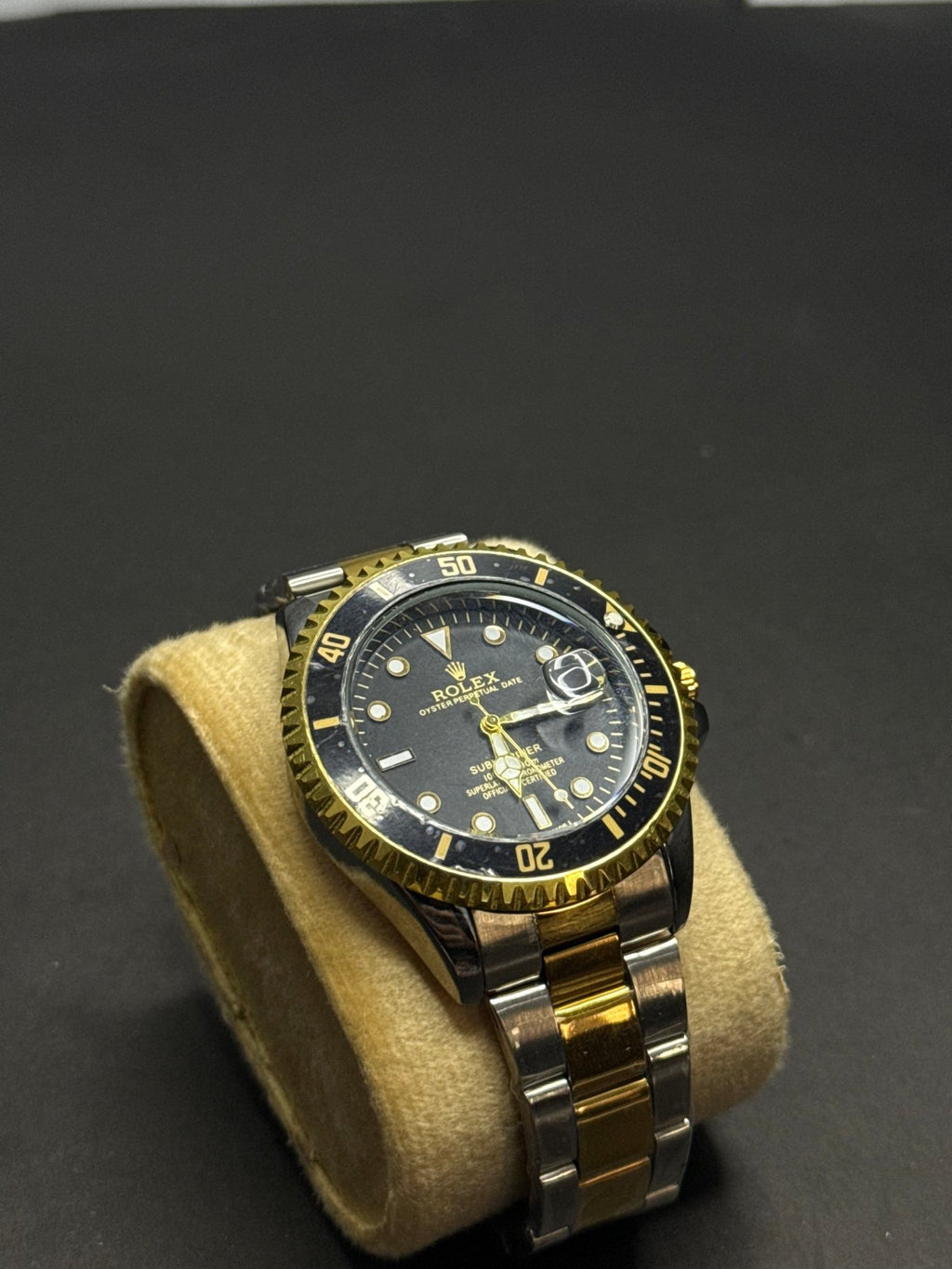 🖤💛🤍 Rolex Submariner Black, Golden & Silver Watch – Premium Edition - sheikhstore
