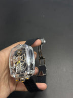 🏎️ Bugatti Chiron Black & Silver Watch – Premium Rubber Strap Edition - sheikhstore