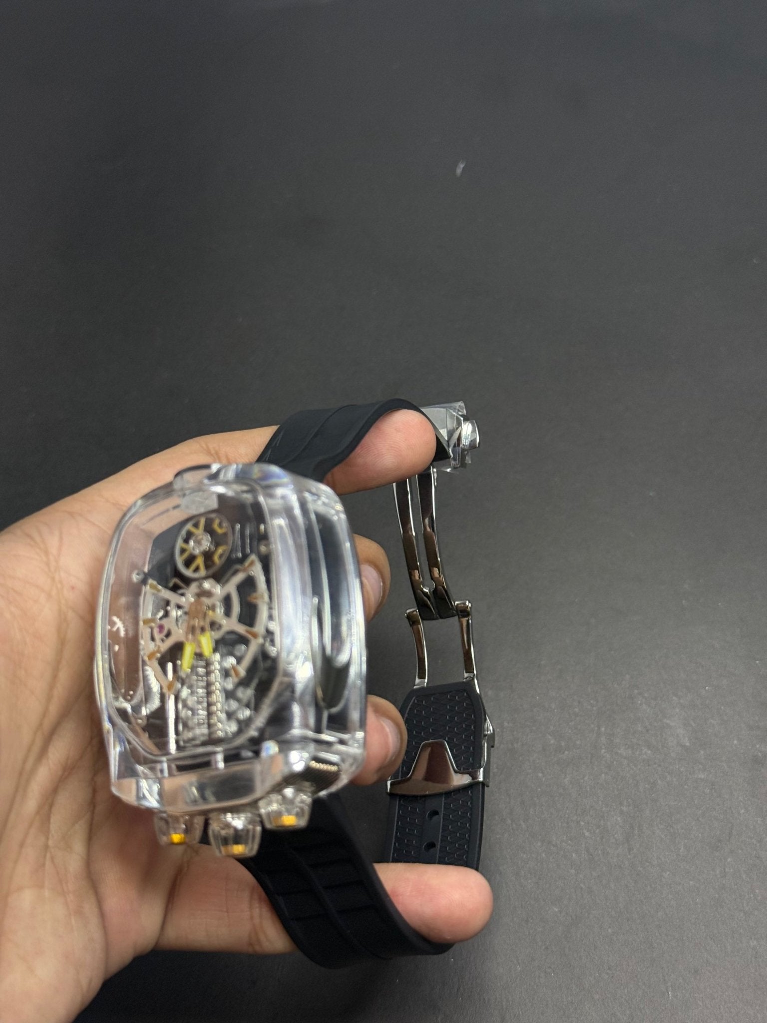 🏎️ Bugatti Chiron Black & Silver Watch – Premium Rubber Strap Edition - sheikhstore
