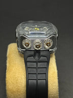 🏎️ Bugatti Chiron Black & Silver Watch – Premium Rubber Strap Edition - sheikhstore