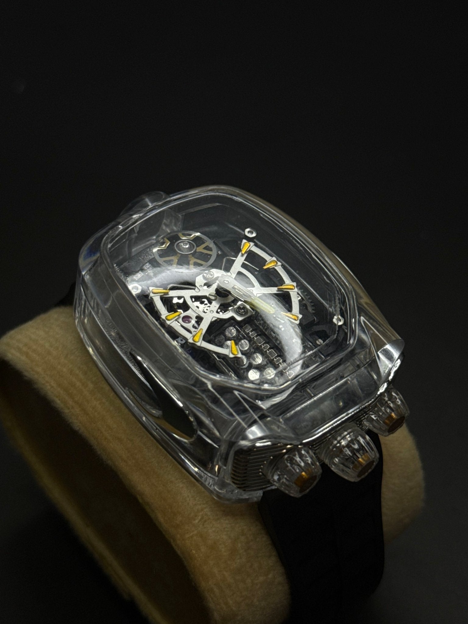 🏎️ Bugatti Chiron Black & Silver Watch – Premium Rubber Strap Edition - sheikhstore