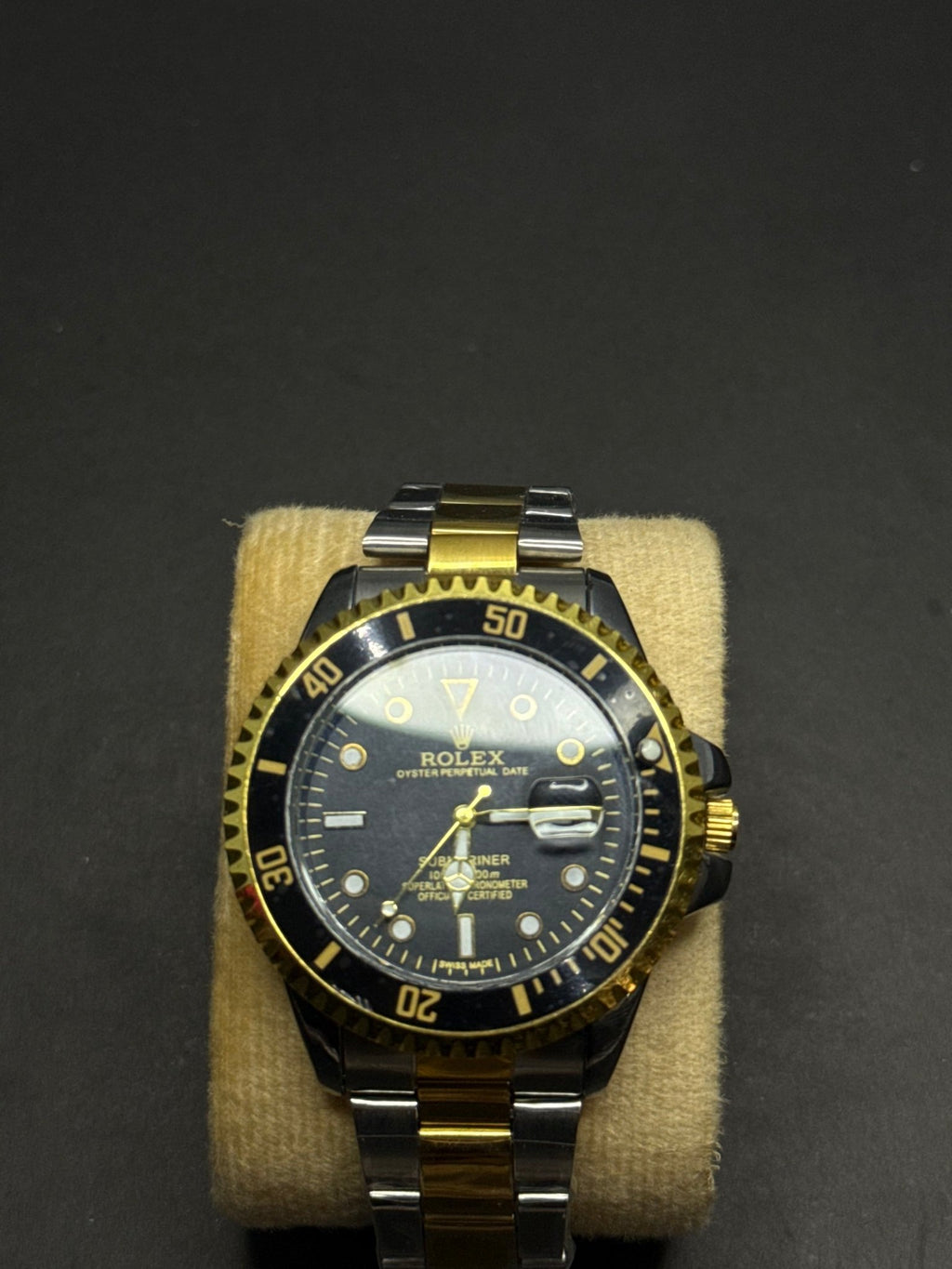 🖤💛🤍 Rolex Submariner Black, Golden & Silver Watch – Premium Edition - sheikhstore