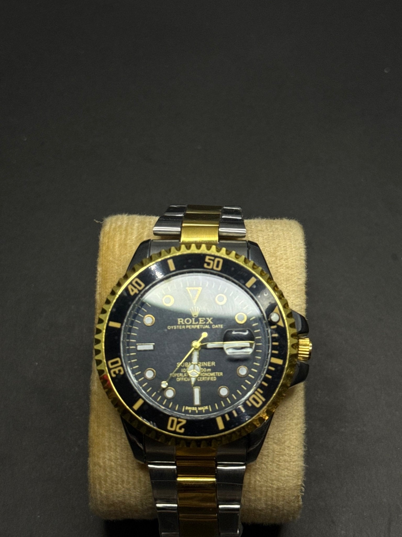 🖤💛🤍 Rolex Submariner Black, Golden & Silver Watch – Premium Edition - sheikhstore